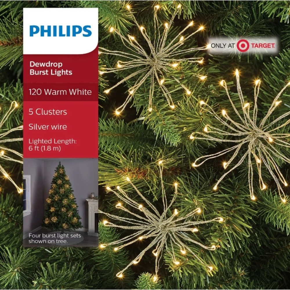2 Philips 120ct DEWDROP 5-CLUSTER BURST LIGHTS - Picture 2 of 5
